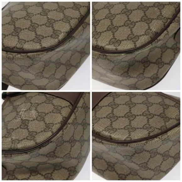 GUCCI GG Supreme Web Sherry Line Bag PVC Beige Gold 89 02 032 Auth - Picture 16 of 16